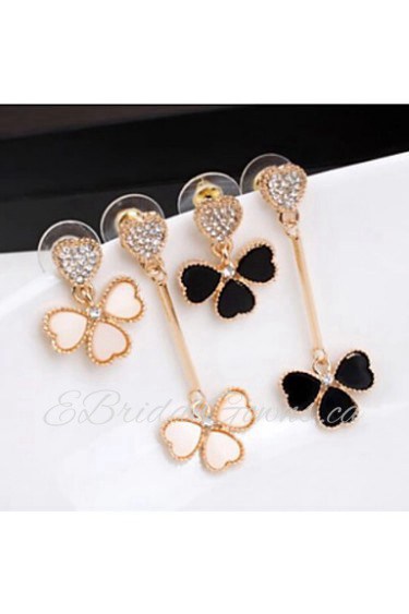 Lucky Star Women's Fashion Rhinestone Flower Earrings More Color