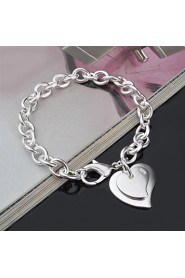 Fashion Sterling Silver Heart Dangle Women's Bracelet