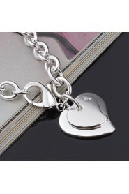 Fashion Sterling Silver Heart Dangle Women's Bracelet