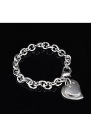 Fashion Sterling Silver Heart Dangle Women's Bracelet