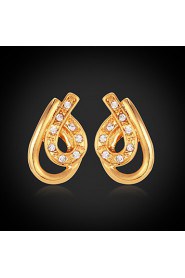 Instyle 18K Chunky Gold Plated Studs Rhinestone Earrings High Quality