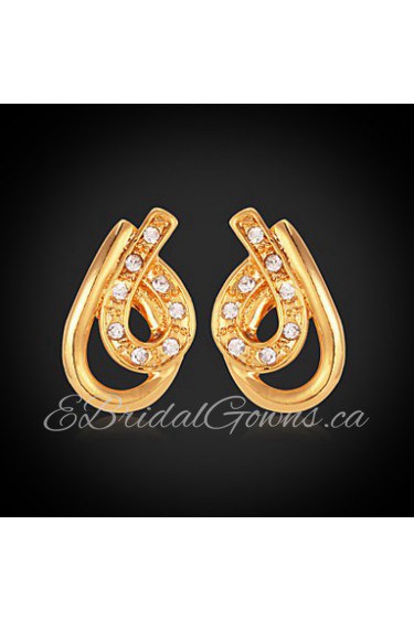 Instyle 18K Chunky Gold Plated Studs Rhinestone Earrings High Quality