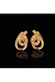 Instyle 18K Chunky Gold Plated Studs Rhinestone Earrings High Quality