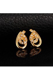 Instyle 18K Chunky Gold Plated Studs Rhinestone Earrings High Quality