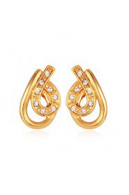 Instyle 18K Chunky Gold Plated Studs Rhinestone Earrings High Quality