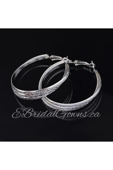 Fashion Silver Circle Shape Charm Earrings