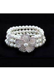 European Style Fashion Wild Flowers Pearl Elastic Bracelet