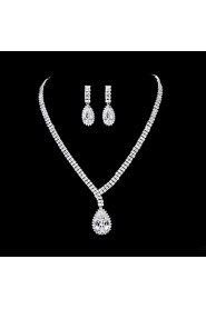 Jewelry Set Women's Anniversary / Wedding / Engagement / Special Occasion Jewelry Sets Platinum Cubic Zirconia Necklaces / Earrings Silver