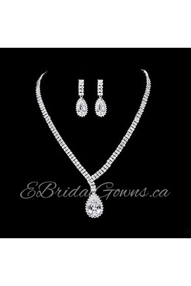 Jewelry Set Women's Anniversary / Wedding / Engagement / Special Occasion Jewelry Sets Platinum Cubic Zirconia Necklaces / Earrings Silver