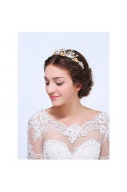 Women's Gold / Alloy Headpiece-Wedding / Special Occasion / Casual Tiaras 1 Piece Clear / Ivory Round