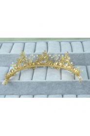 Women's Gold / Alloy Headpiece-Wedding / Special Occasion / Casual Tiaras 1 Piece Clear / Ivory Round