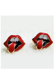 Women's Korean Jewelry Explosion Trendy Big Mouth & Tongue Bright Red Earrings