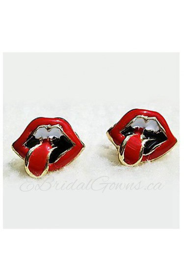 Women's Korean Jewelry Explosion Trendy Big Mouth & Tongue Bright Red Earrings