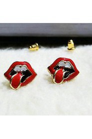 Women's Korean Jewelry Explosion Trendy Big Mouth & Tongue Bright Red Earrings