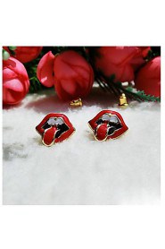 Women's Korean Jewelry Explosion Trendy Big Mouth & Tongue Bright Red Earrings