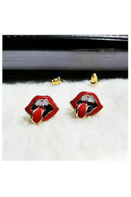 Women's Korean Jewelry Explosion Trendy Big Mouth & Tongue Bright Red Earrings