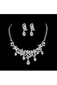 Jewelry Set Women's Anniversary / Wedding / Engagement / Special Occasion Jewelry Sets Platinum Cubic Zirconia Necklaces / Earrings Silver