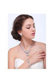 Women's Silver Alloy Cubic Zirconia Jewelry Set