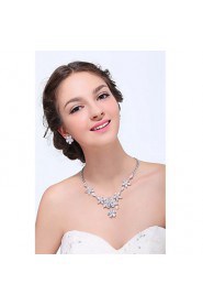 Women's Silver Alloy Cubic Zirconia Jewelry Set