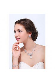 Women's Silver Alloy Cubic Zirconia Jewelry Set