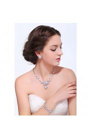 Women's Silver Alloy Cubic Zirconia Jewelry Set