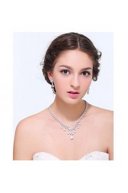 Women's Silver Alloy Crystal Rhinestone Cubic Zirconia Jewelry Set