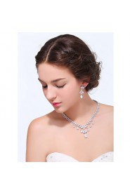 Women's Silver Alloy Crystal Rhinestone Cubic Zirconia Jewelry Set