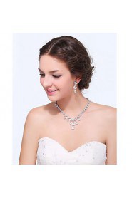 Women's Silver Alloy Crystal Rhinestone Cubic Zirconia Jewelry Set