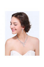 Women's Silver Alloy Crystal Rhinestone Cubic Zirconia Jewelry Set