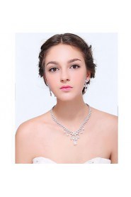 Women's Silver Alloy Crystal Rhinestone Cubic Zirconia Jewelry Set