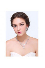 Women's Silver Alloy Crystal Rhinestone Cubic Zirconia Jewelry Set