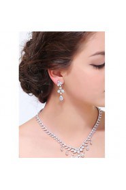 Women's Silver Alloy Crystal Rhinestone Cubic Zirconia Jewelry Set