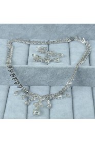 Women's Silver Alloy Crystal Rhinestone Cubic Zirconia Jewelry Set