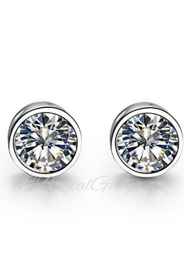 Stud Earrings Women Platinum/Sterling Silver Earring Diamond