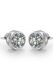 Stud Earrings Women Platinum/Sterling Silver Earring Diamond