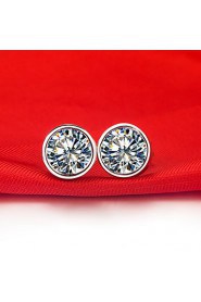 Stud Earrings Women Platinum/Sterling Silver Earring Diamond