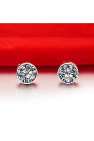 Stud Earrings Women Platinum/Sterling Silver Earring Diamond