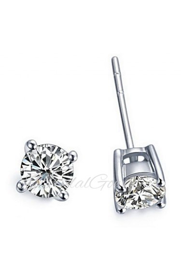 Stud Earrings Women Platinum/Sterling Silver Earring Diamond