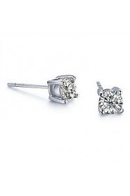 Stud Earrings Women Platinum/Sterling Silver Earring Diamond