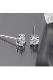 Stud Earrings Women Platinum/Sterling Silver Earring Diamond