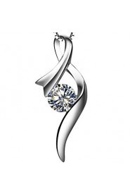 1 Carat Silk Women SONA Diamond Pendant White Gold Plated Excellent Cut