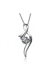 1 Carat Silk Women SONA Diamond Pendant White Gold Plated Excellent Cut