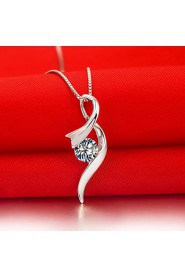 1 Carat Silk Women SONA Diamond Pendant White Gold Plated Excellent Cut