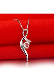 1 Carat Silk Women SONA Diamond Pendant White Gold Plated Excellent Cut