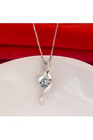 1 Carat Silk Women SONA Diamond Pendant White Gold Plated Excellent Cut