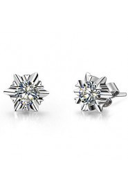 Stud Earrings Women Platinum/Sterling Silver Earring Diamond