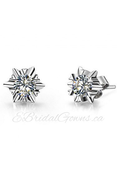 Stud Earrings Women Platinum/Sterling Silver Earring Diamond