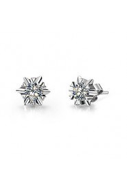 Stud Earrings Women Platinum/Sterling Silver Earring Diamond