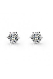 Stud Earrings Women Platinum/Sterling Silver Earring Diamond