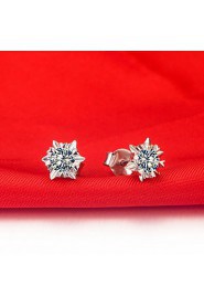 Stud Earrings Women Platinum/Sterling Silver Earring Diamond